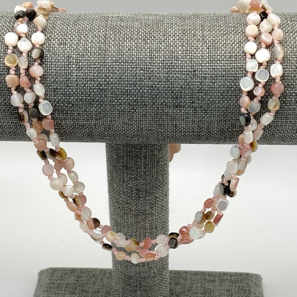 Sajen Sterling Silver Necklace Vintage Pink Mother of Pearl 18"